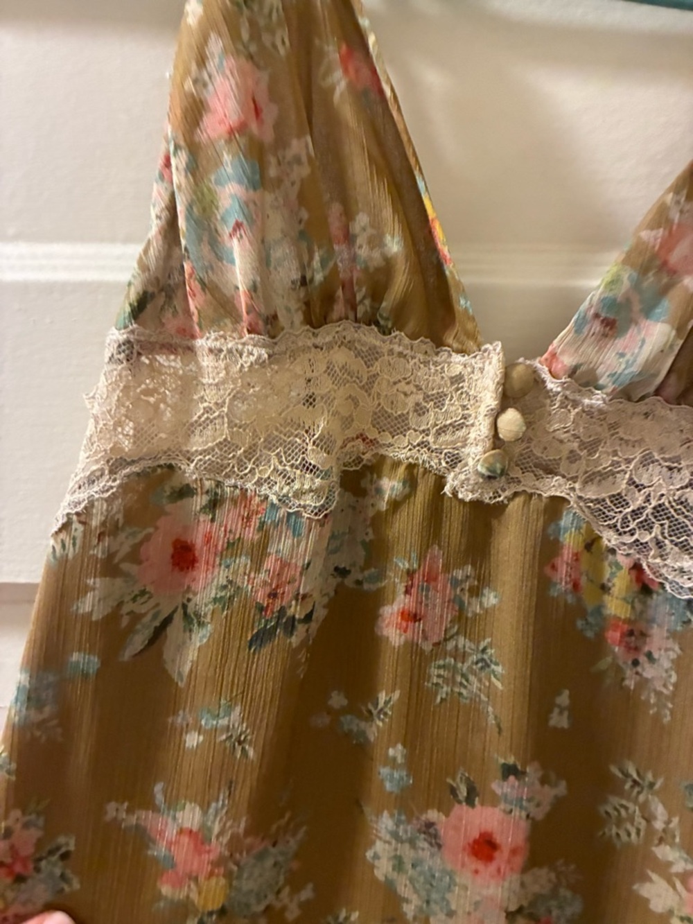 Zara Khaki Floral Lace Slip Dress - Picture 4 of 5